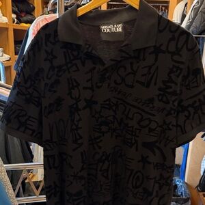 Versace Jeans Collection Black Graphic Polo